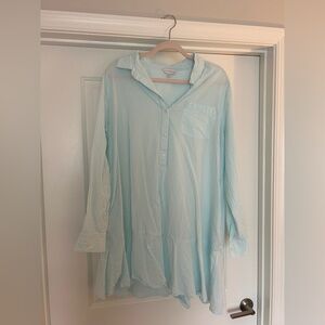 Crown and Ivy Blue and White Striped Flounce Dress